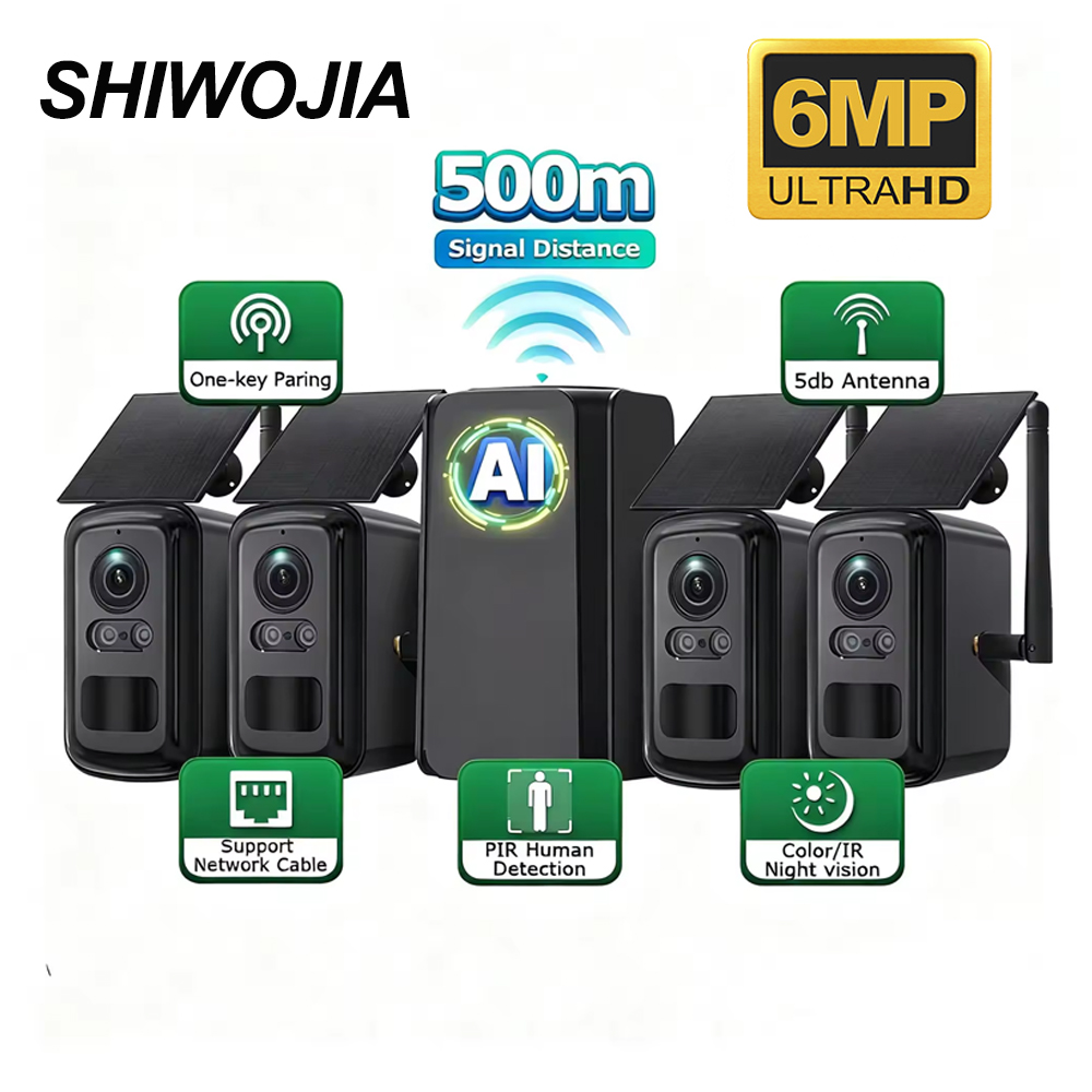 Home Security No Subscription - SHIWOJIA 6MP système de sécurité solaire