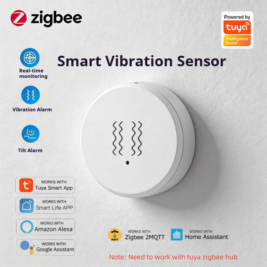 Home Security Alarm - Capteur de vibration intelligent Tuya Zigbee,