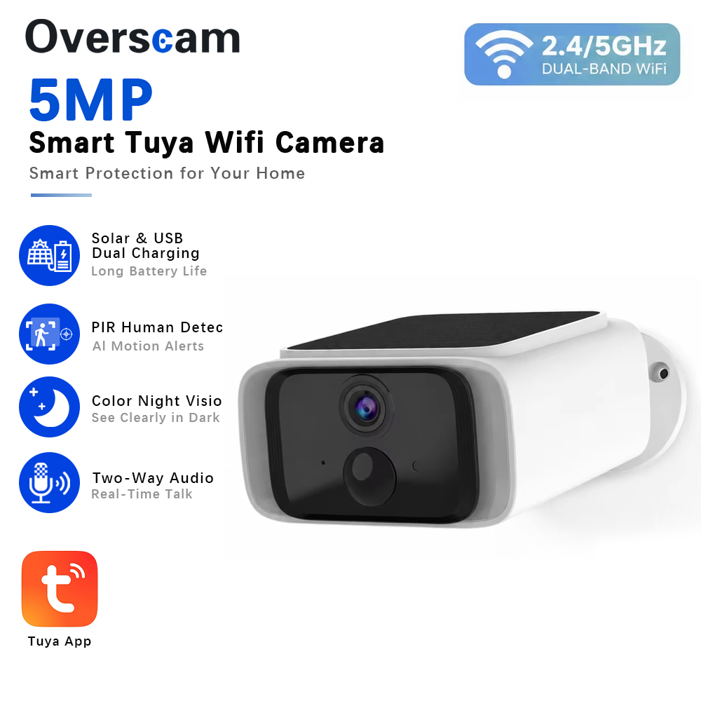 Home Security Alarm - Caméra de sécurité solaire Tuya 5MP