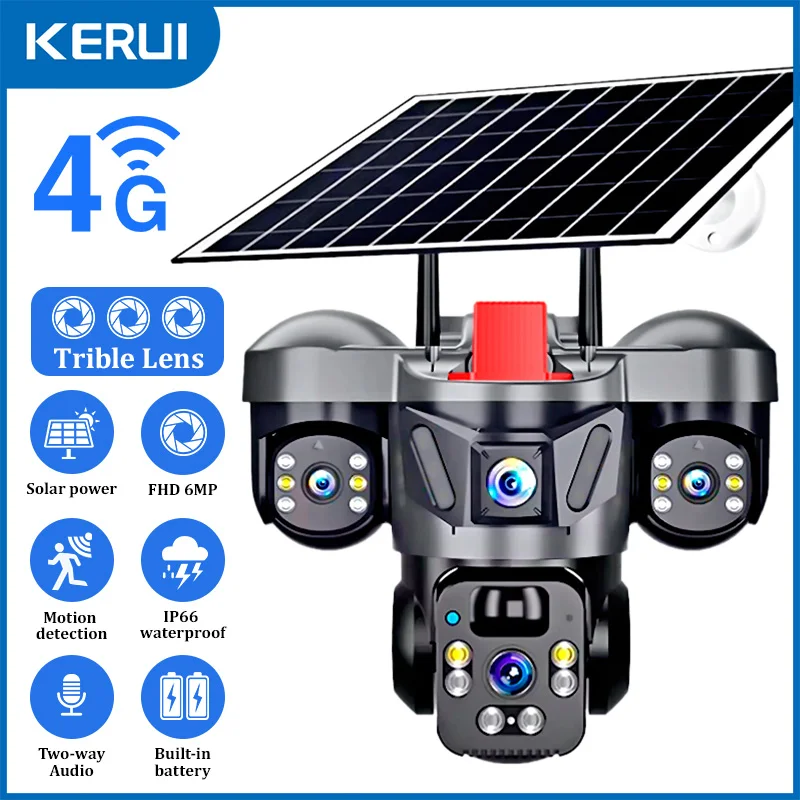 Home Security Services - KERUI extérieur PTZ 6MP 4G SIM