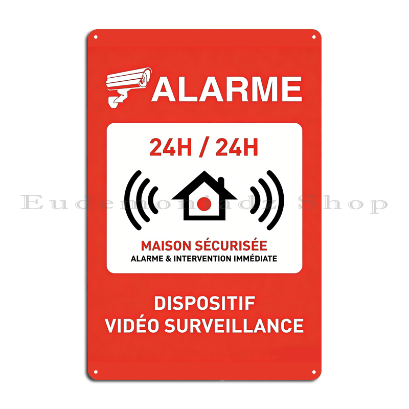 Plaque Métallique Rétro 24h Sy - Home Security Alarm avis et prix
