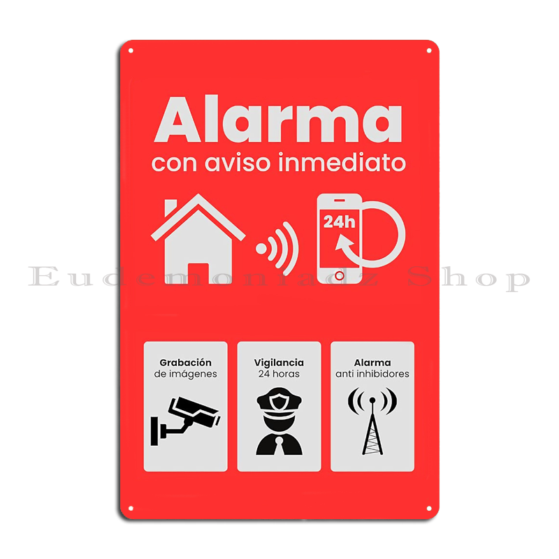 Plaque Métallique Rétro 24h Sy - Home Security Alarm avis et prix