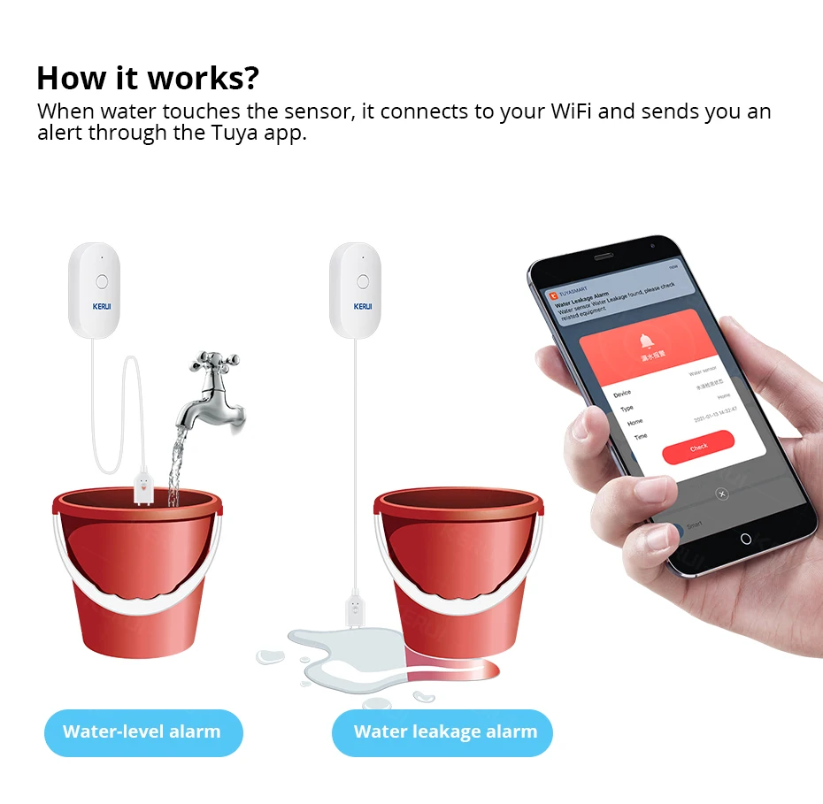 KERUI WiFi capteur d'eau maiso - Home Security Monitor avis et prix